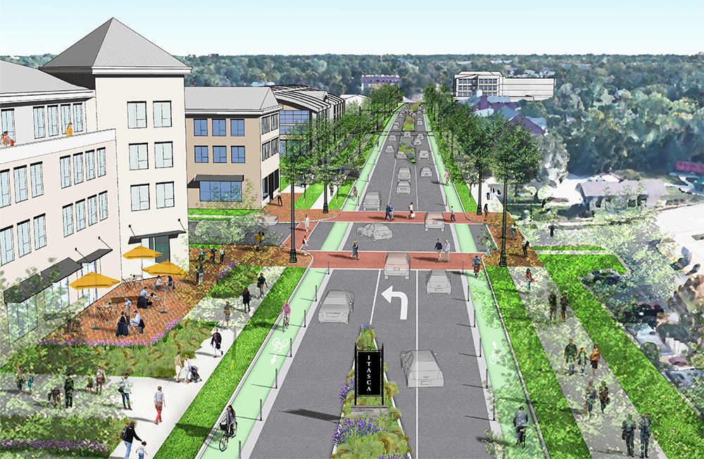 Rendering from Itasca downtown plan