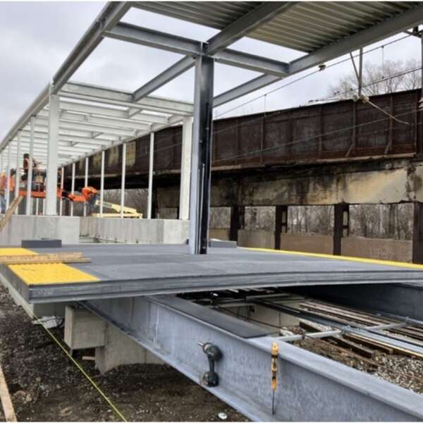 A Metra station under construction