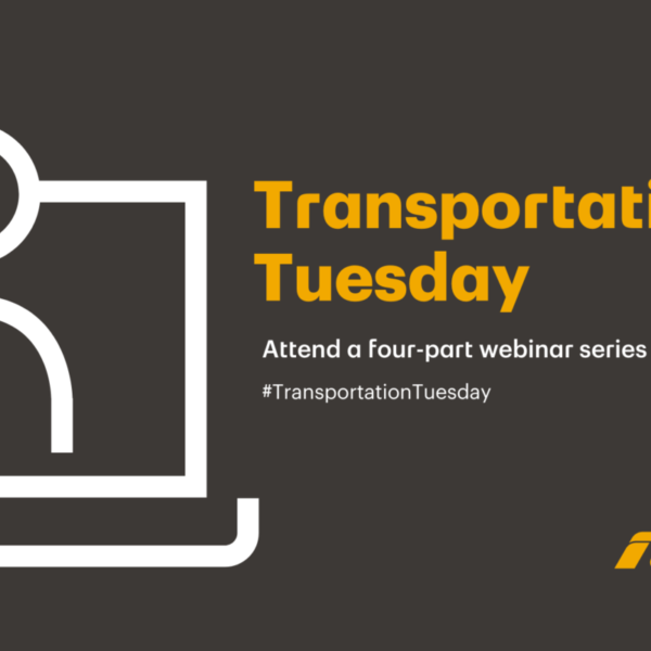 Graphic that says "Transportation Tuesday, attend a four-part webinar series #TransportationTuesday"
