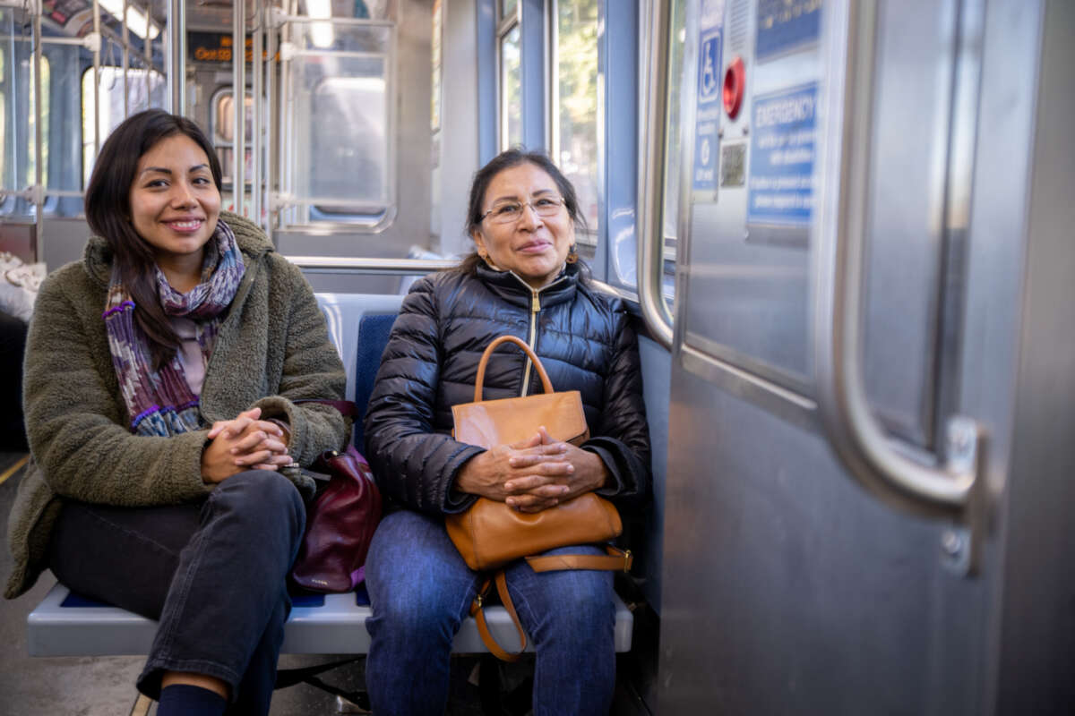 On transit CTA People on a train 1325